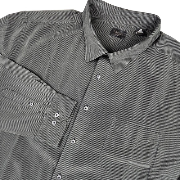 Haggar Other - Haggar Button Up Mens 3XL‎ Gray Striped Long Sleeve Micro Corduroy Shirt Office